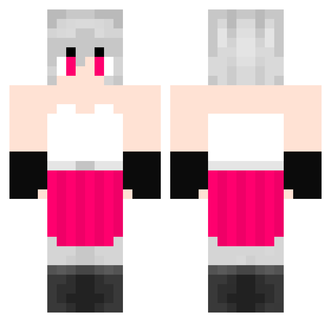 Harumi_Glitch Minecraft skin, front and back view