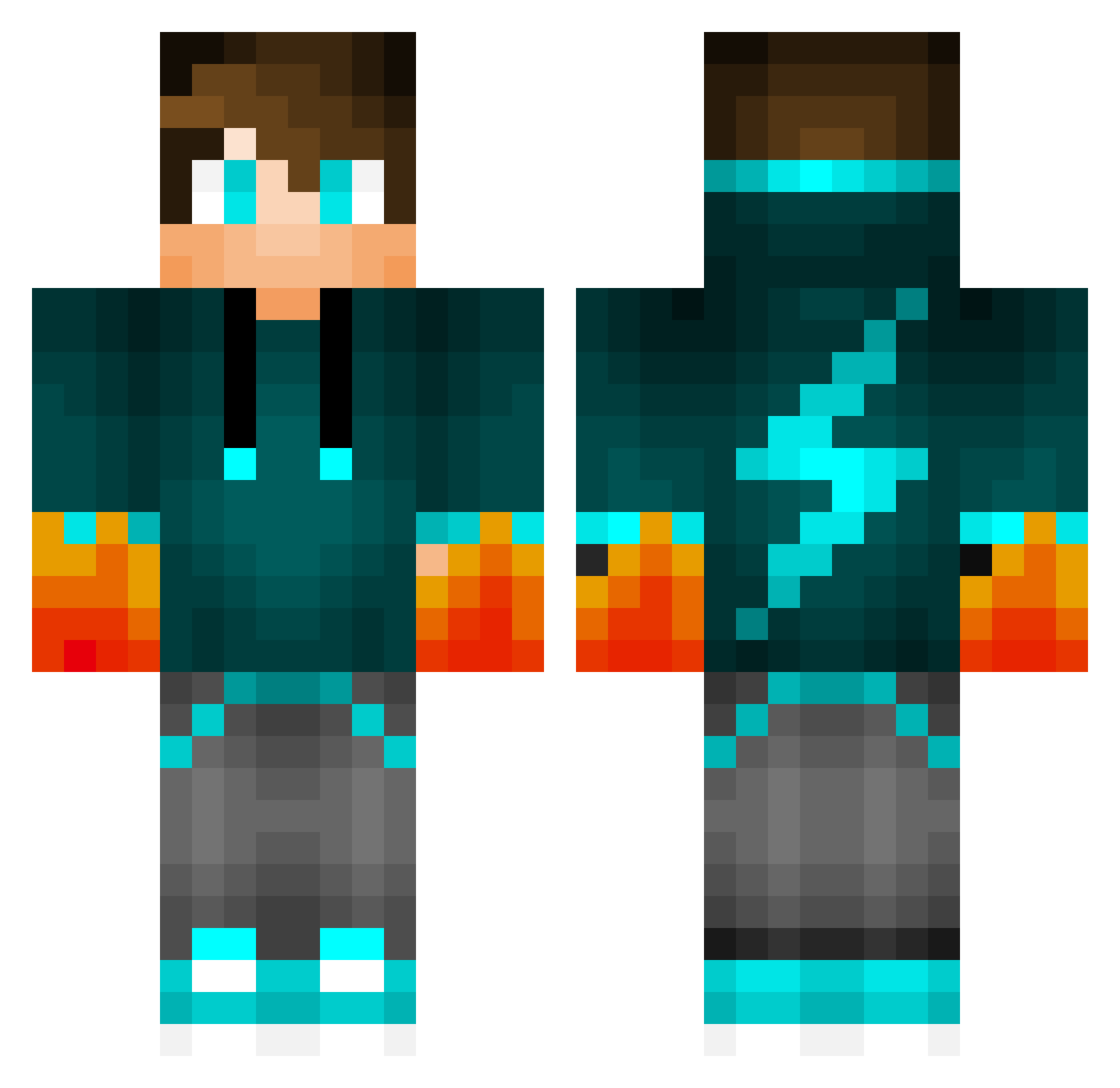 Rubyyyyyyyyyy Minecraft skin, front and back view