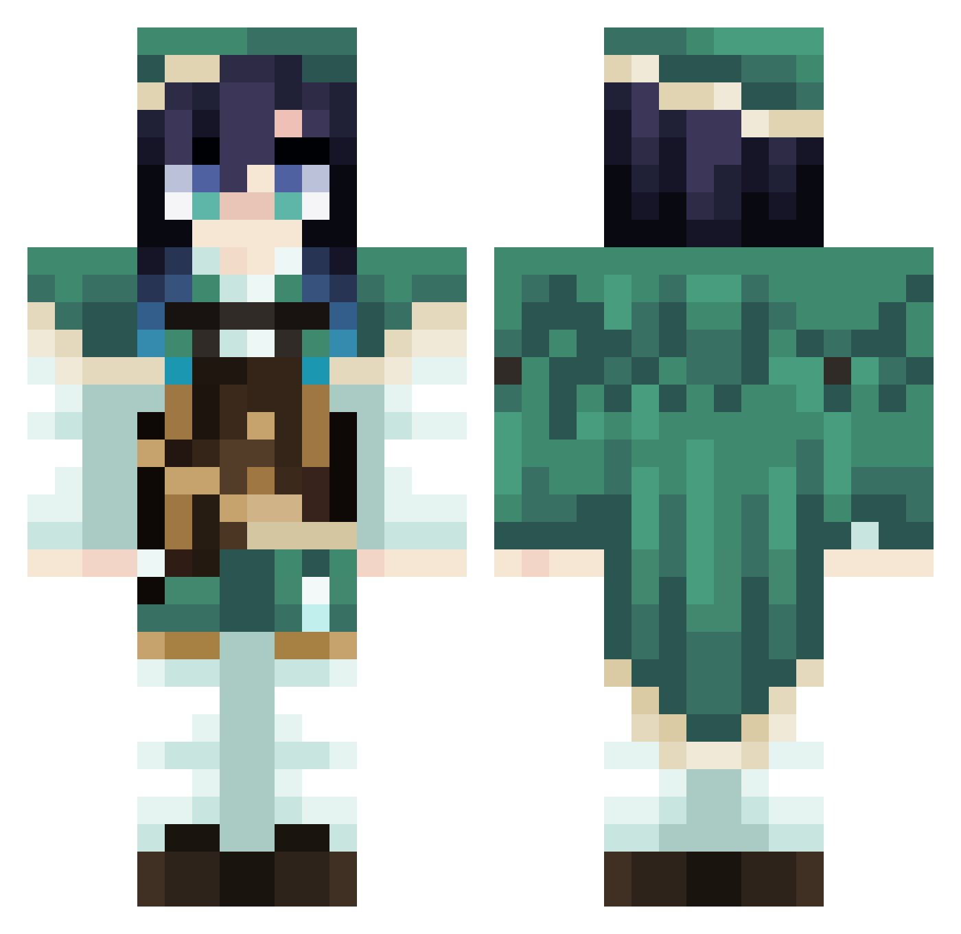 SkinnyRey Minecraft skin, front and back view