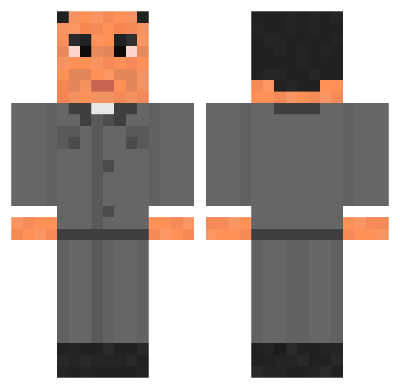 Ricequm Minecraft skin, front and back view