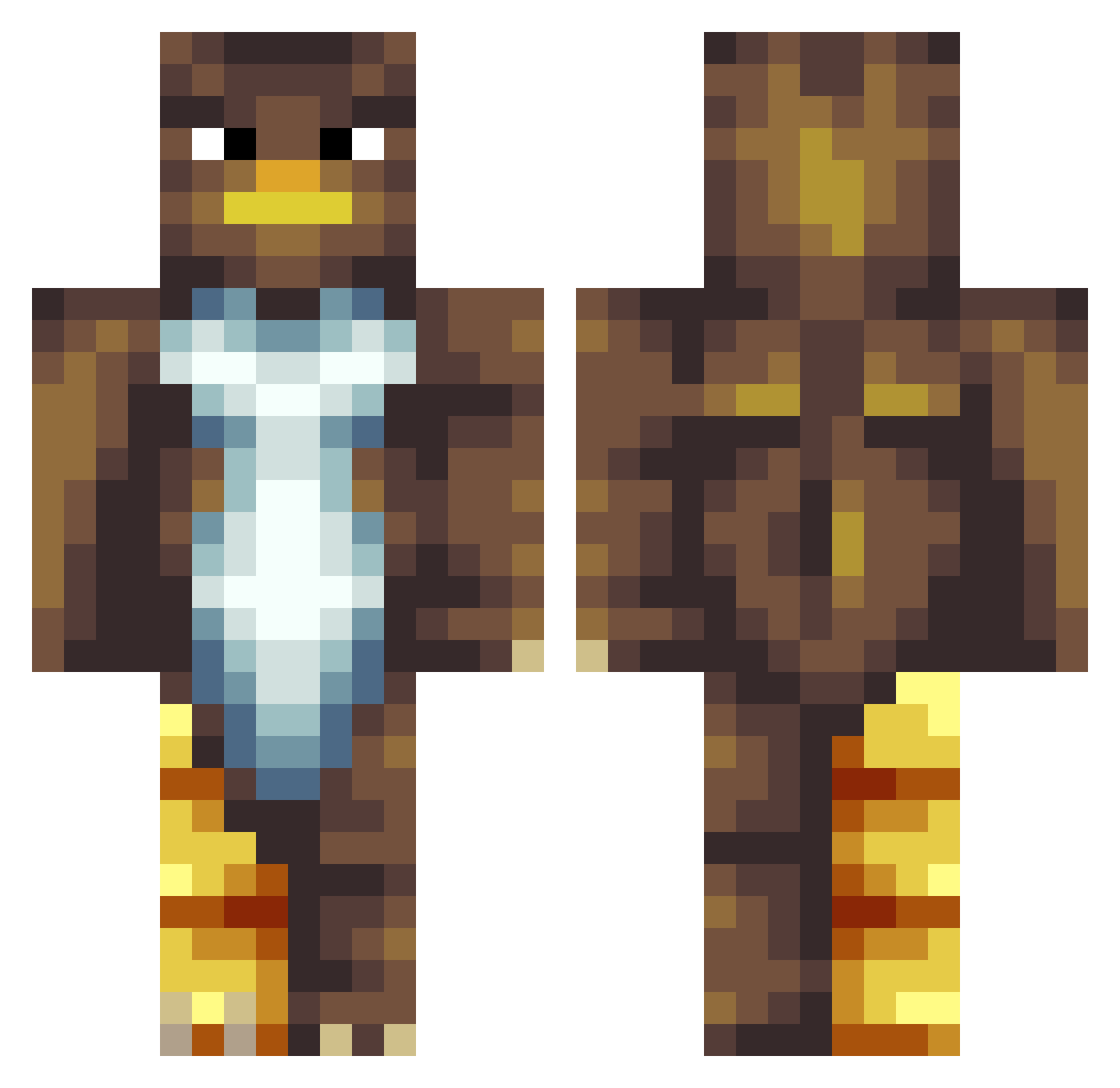 Comprehended Minecraft skin, front and back view