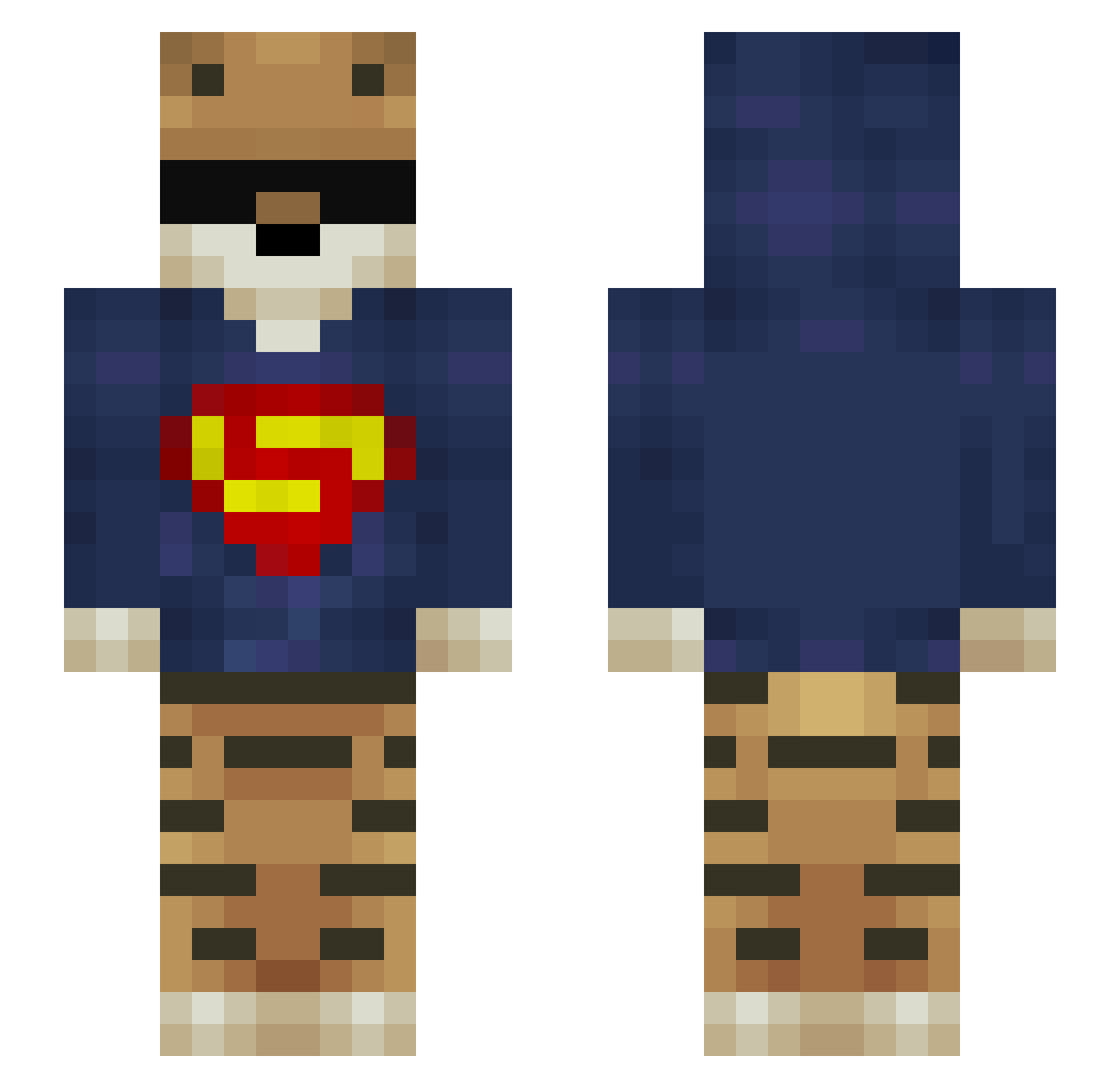 Votablee Minecraft skin, front and back view