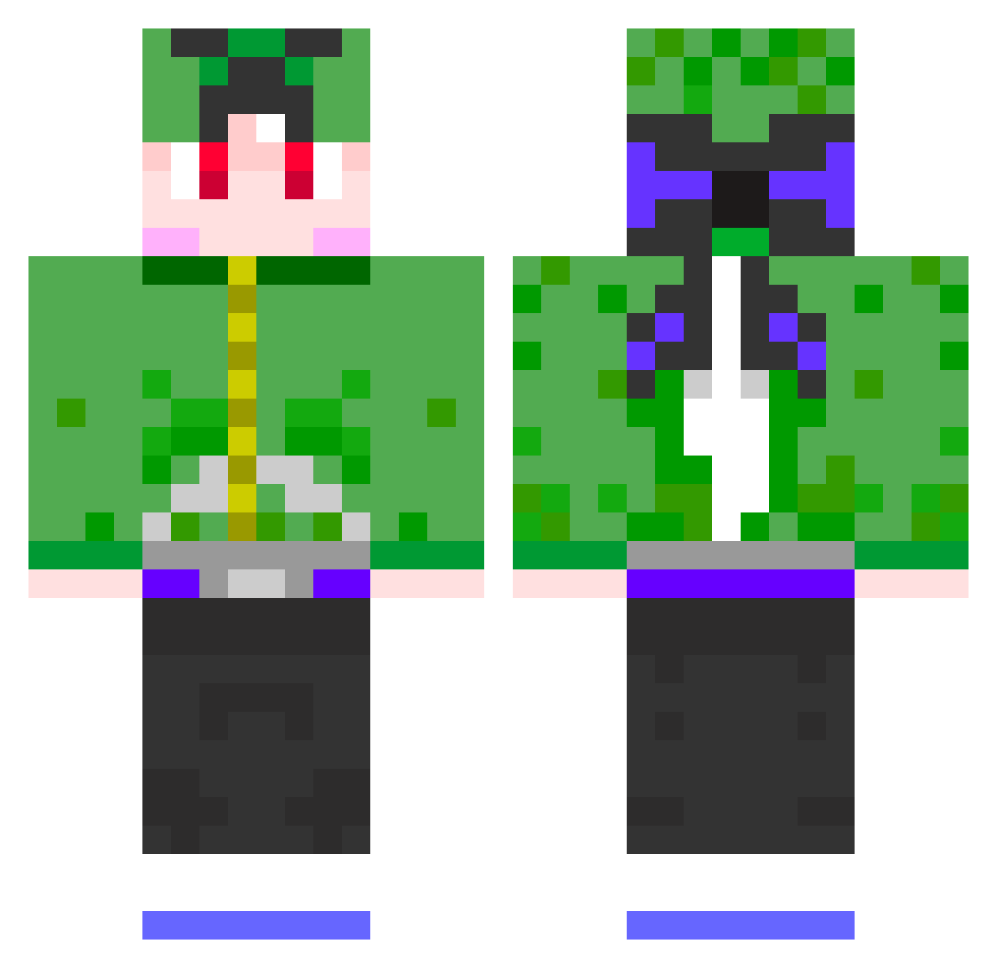 tirr Minecraft skin, front and back view