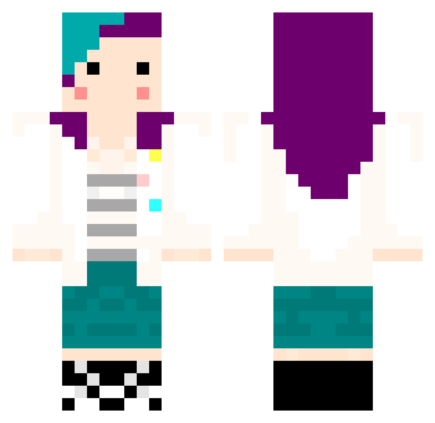 PaintPot Minecraft skin, front and back view