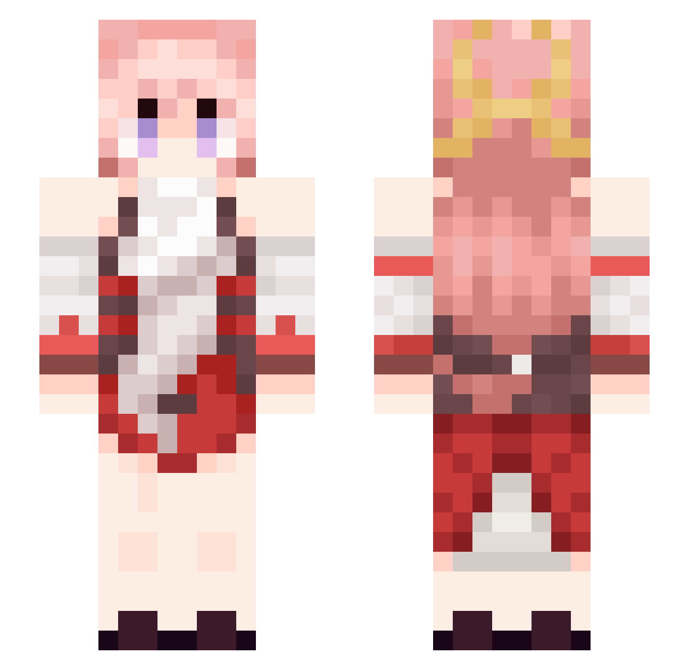 unhedged Minecraft skin, front and back view