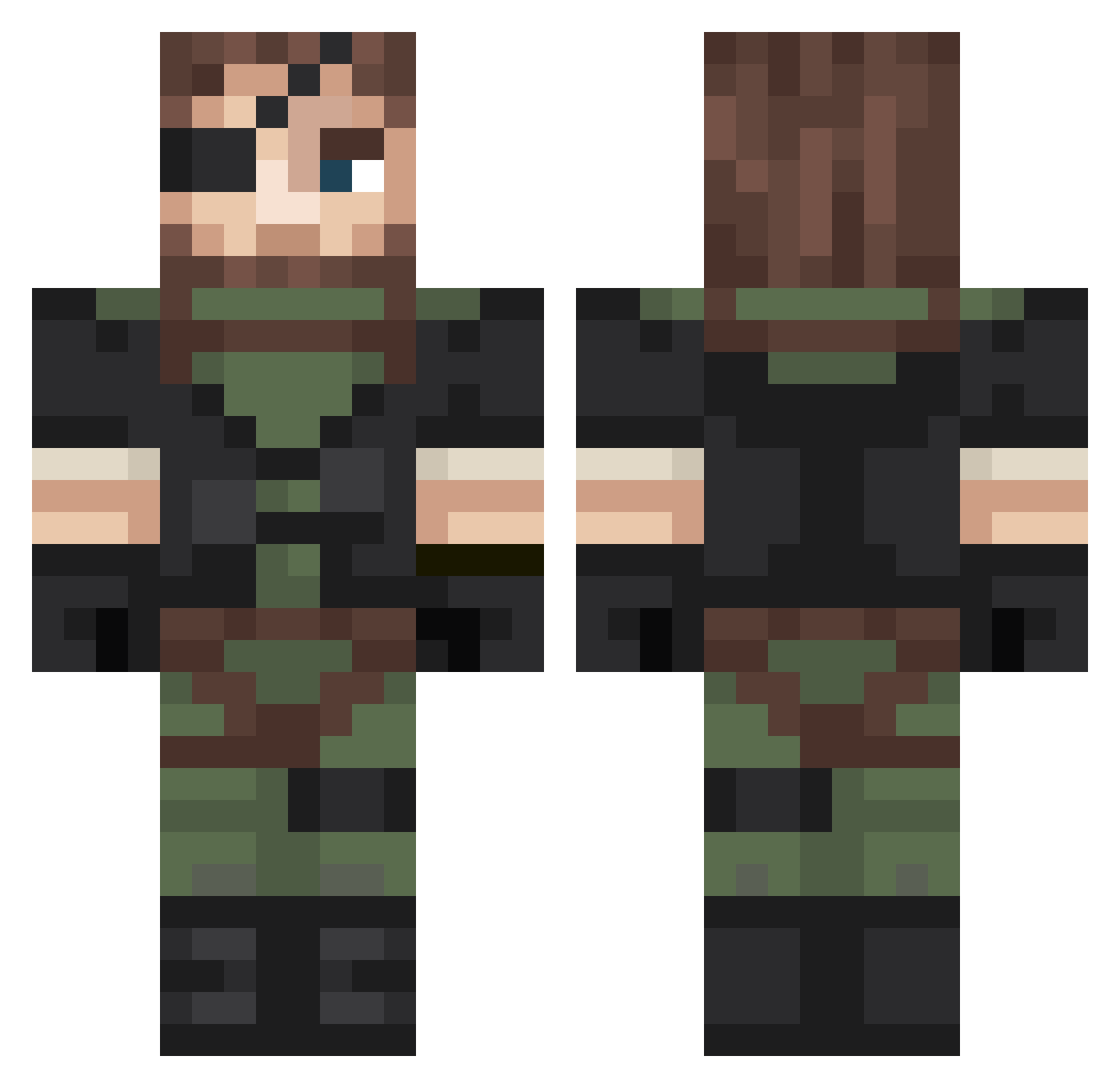 BreadKaczynskl Minecraft skin, front and back view