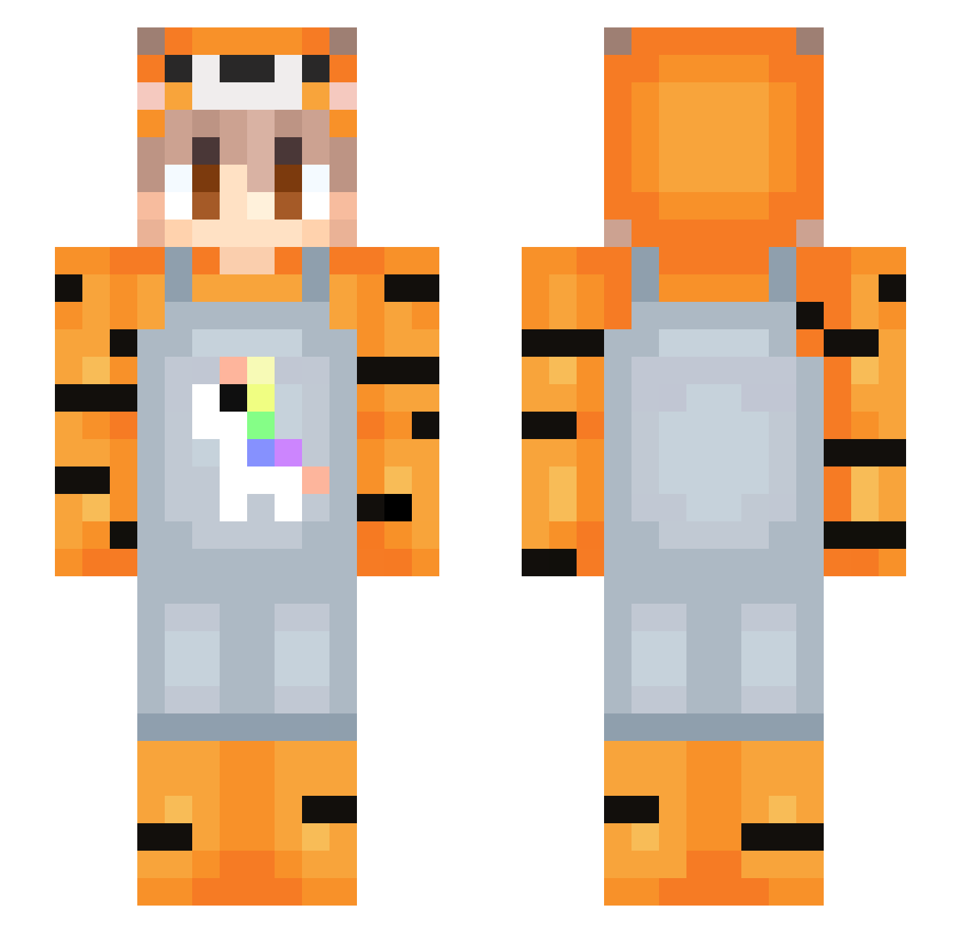 Tigriik Minecraft skin, front and back view
