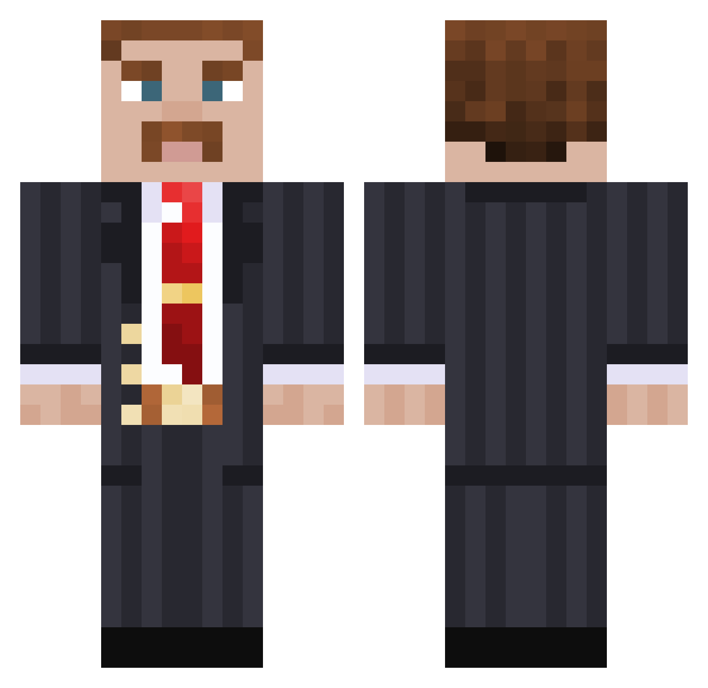 fatblackrug Minecraft skin, front and back view