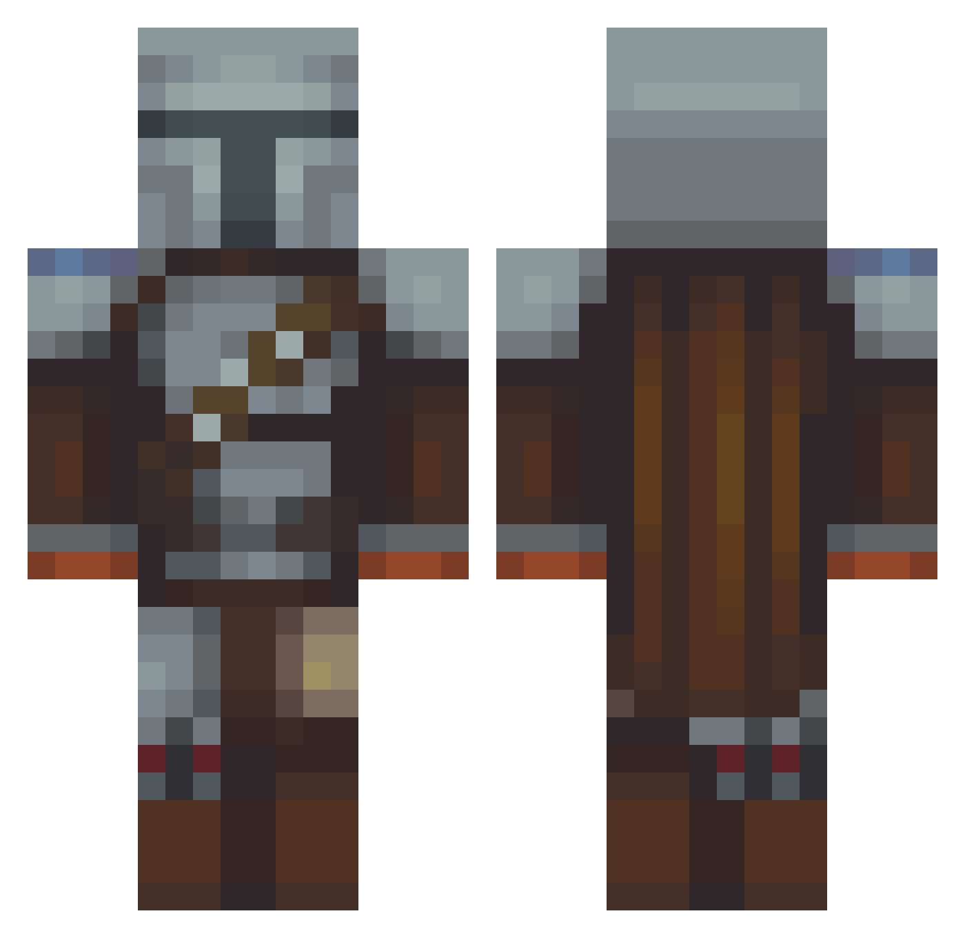 Algorithmic Minecraft skin, front and back view
