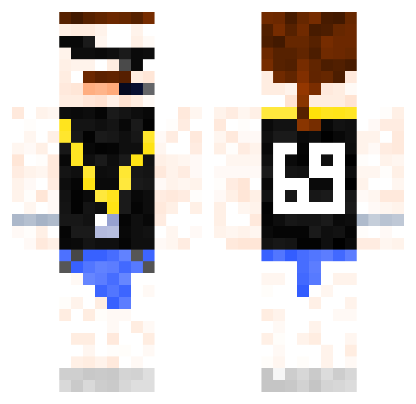 velfx Minecraft skin, front and back view