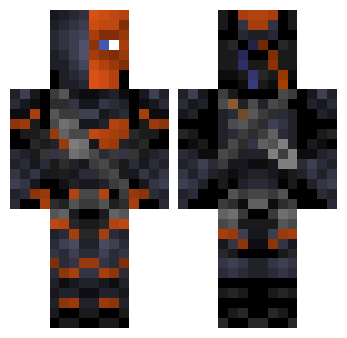 Damaging Minecraft skin, front and back view