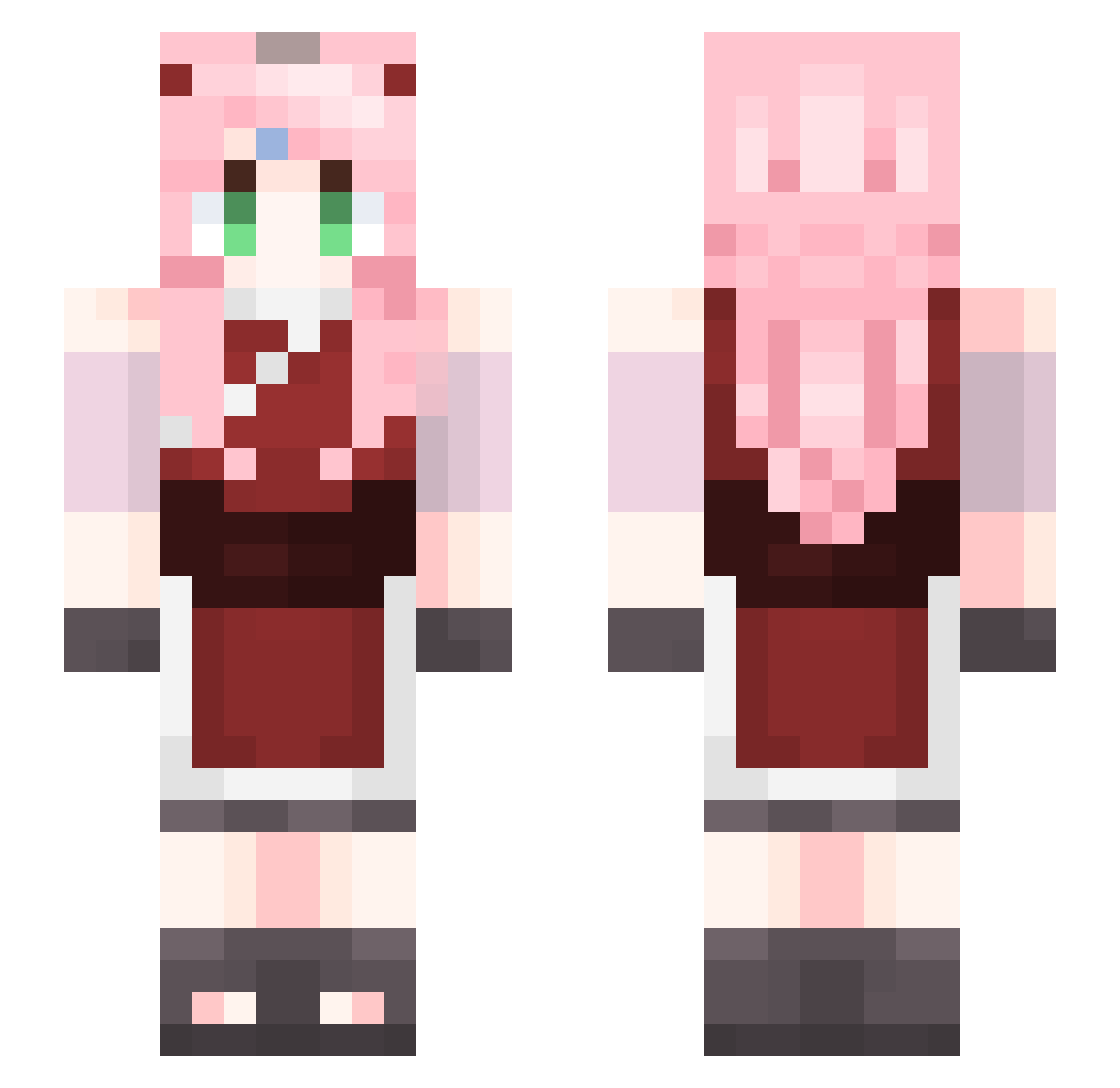 Roxy_assk Minecraft skin, front and back view