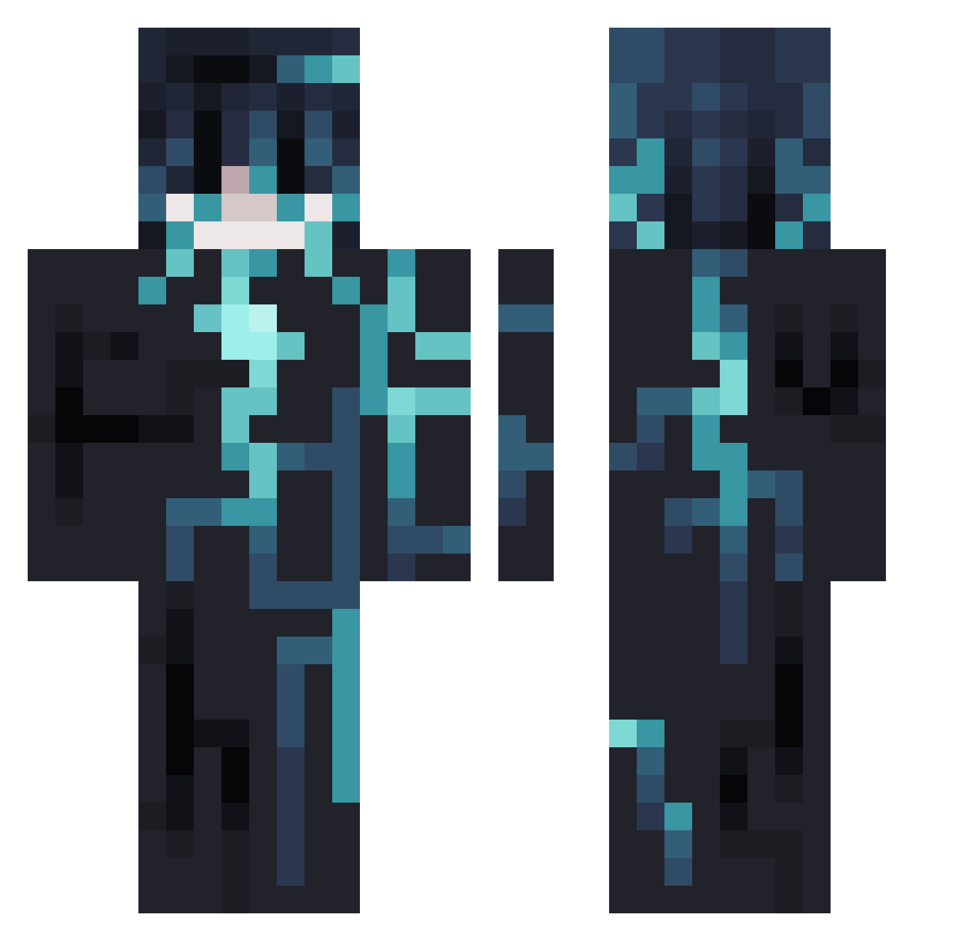 EmeraldW Minecraft skin, front and back view
