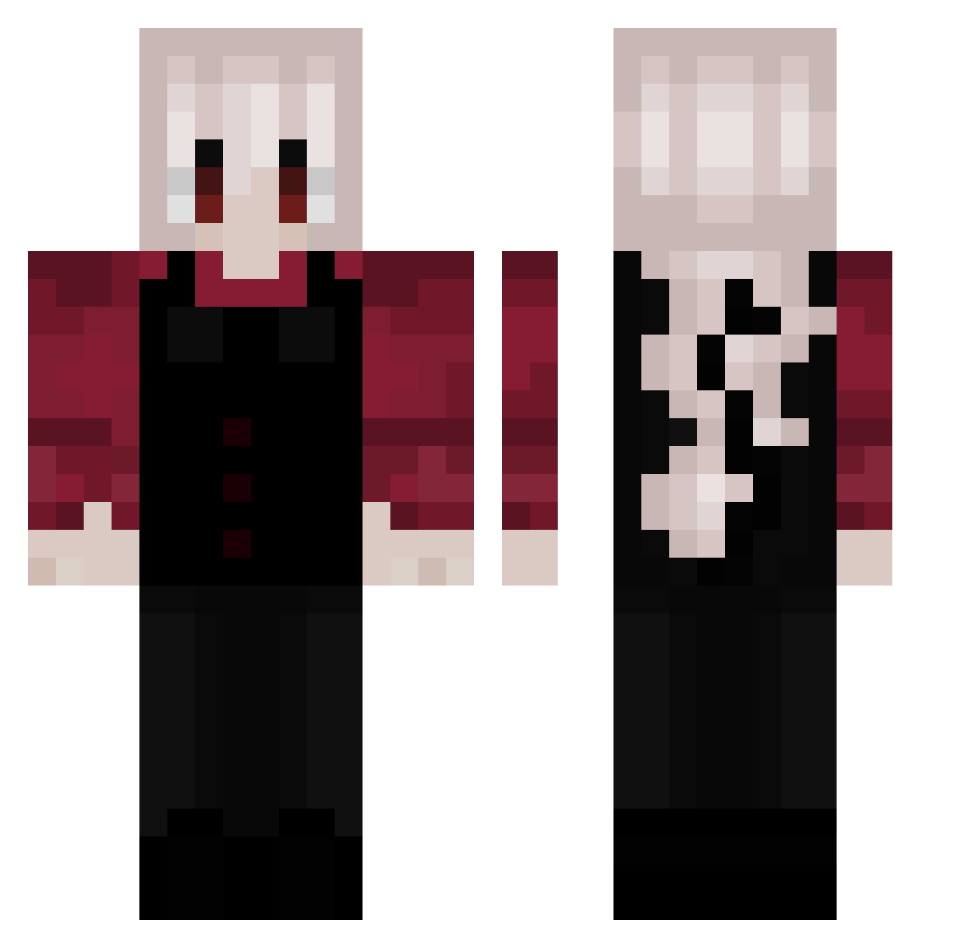 3cherry Minecraft skin, front and back view