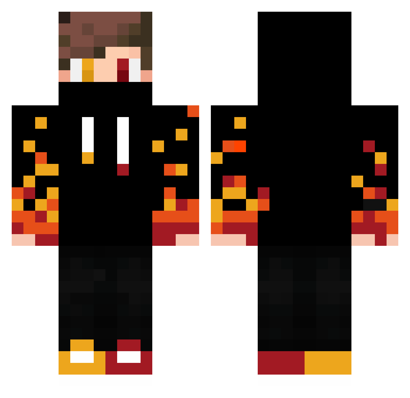 PizzaGam3rBR Minecraft skin, front and back view