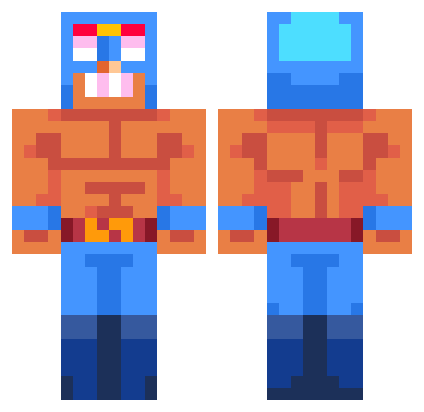 RyanAtRadioShack Minecraft skin, front and back view