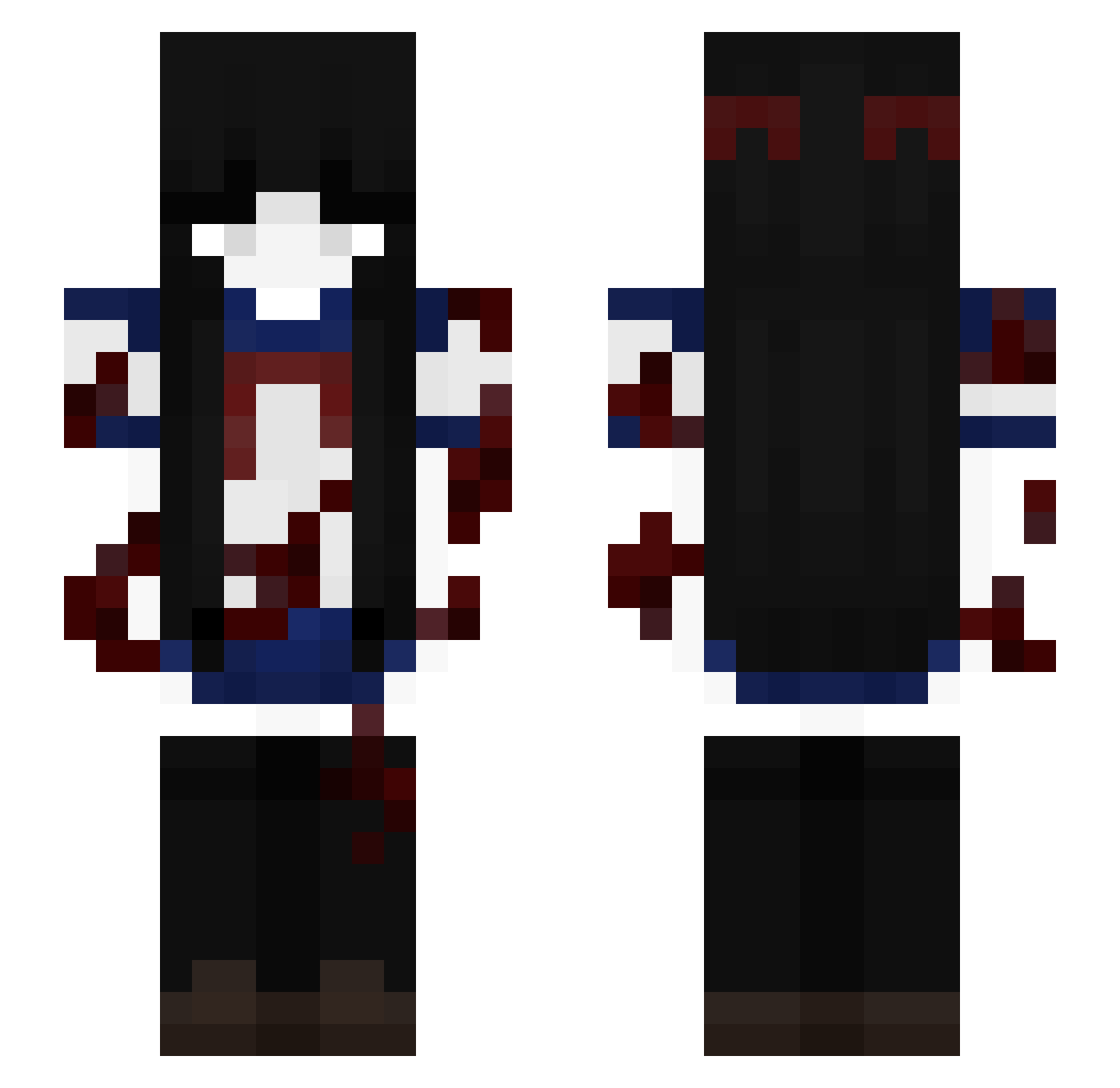 Girlcombed Minecraft skin, front and back view