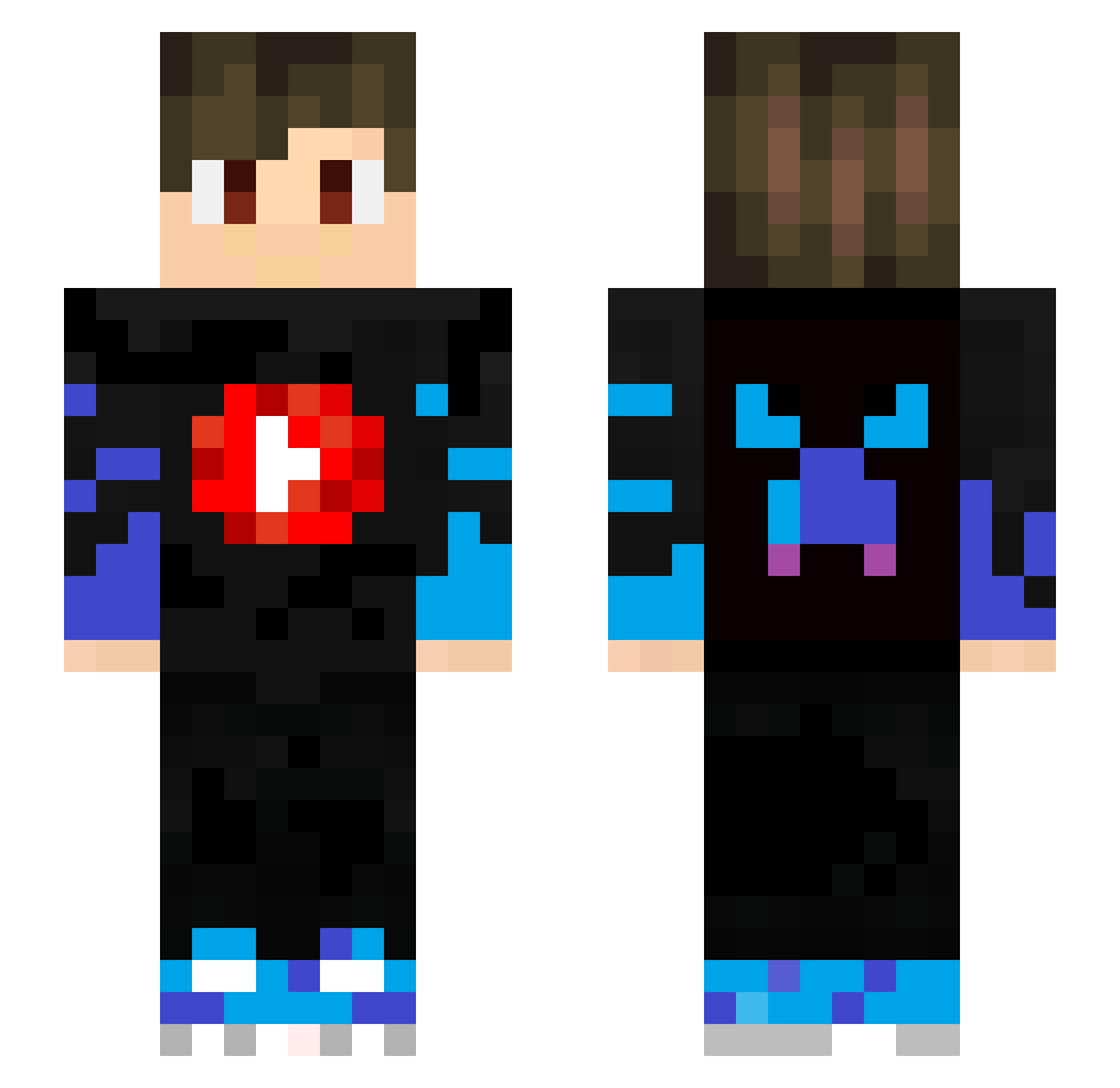 Pawgentix Minecraft skin, front and back view