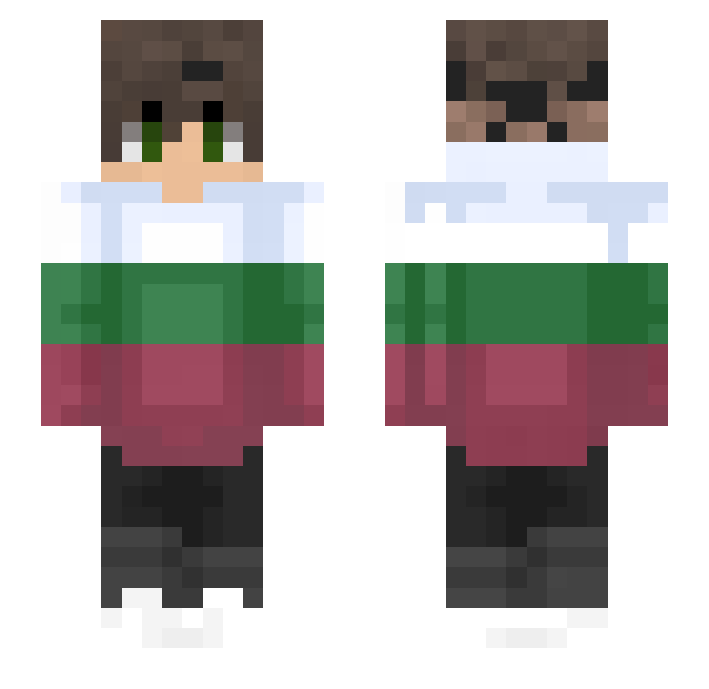 RobBank Minecraft skin, front and back view