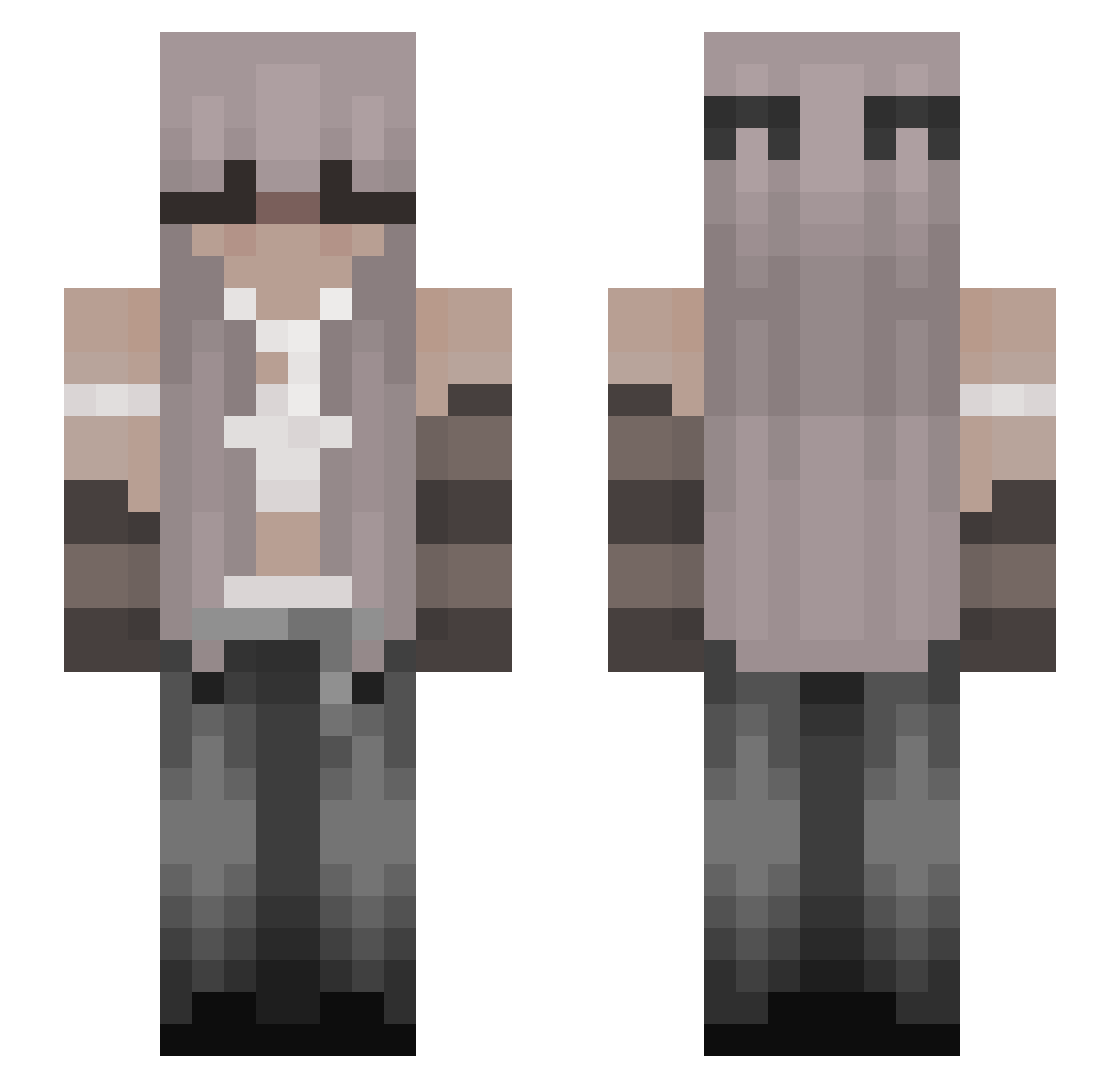 Unsense Minecraft skin, front and back view