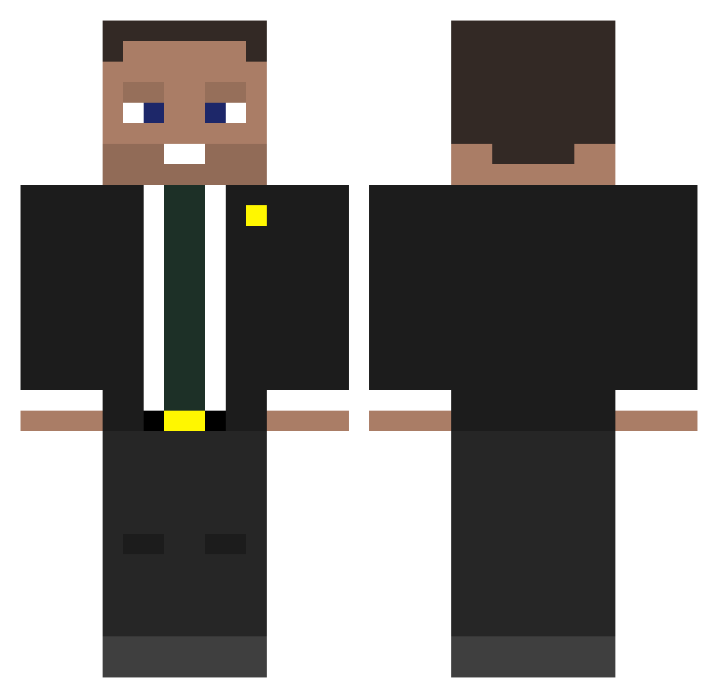 Meynoik Minecraft skin, front and back view