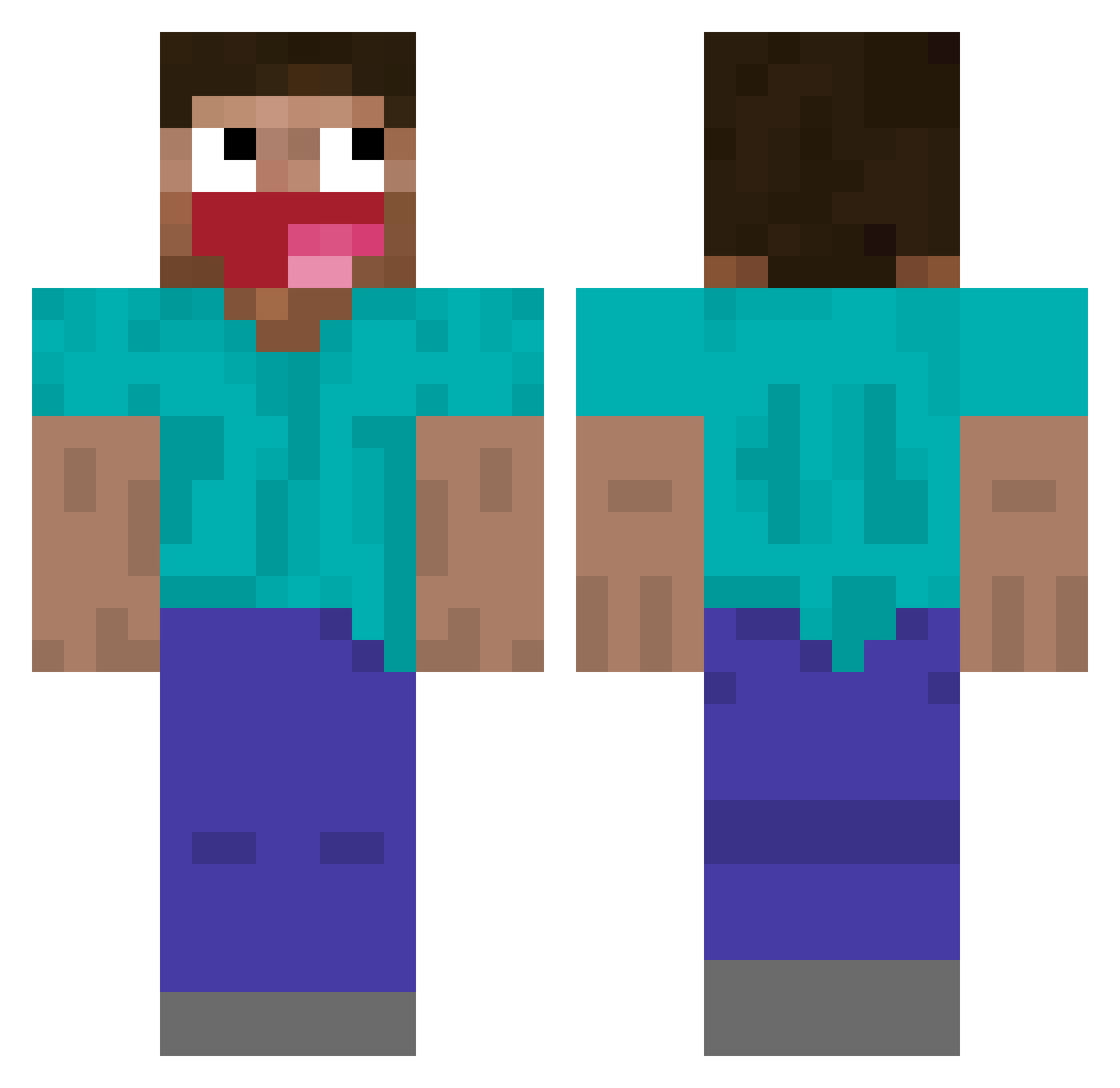 deltaplunk Minecraft skin, front and back view
