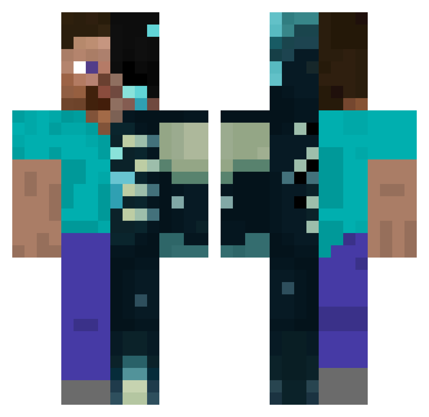 Fasclnat0r Minecraft skin, front and back view