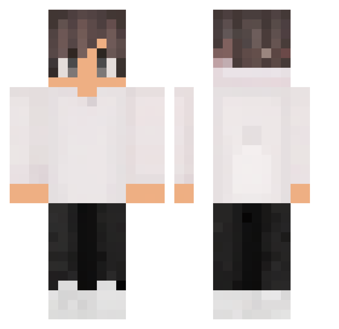 Noteqq Minecraft skin, front and back view