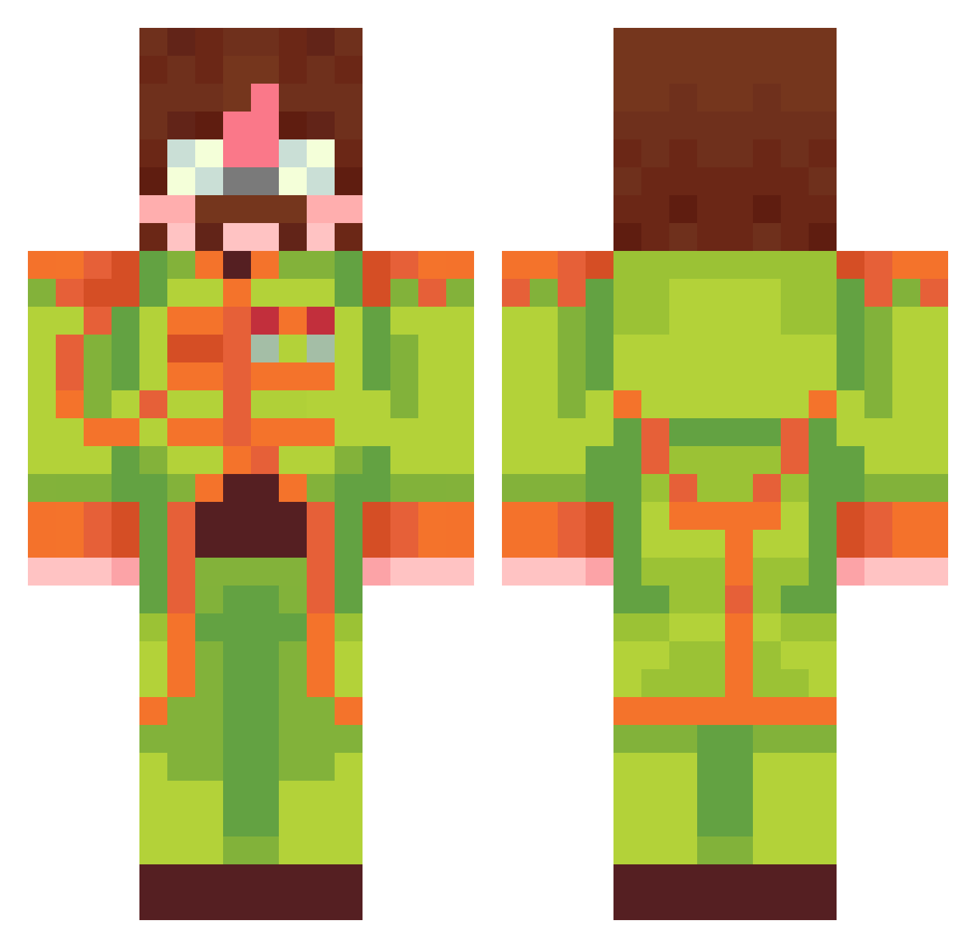 TeaAna Minecraft skin, front and back view