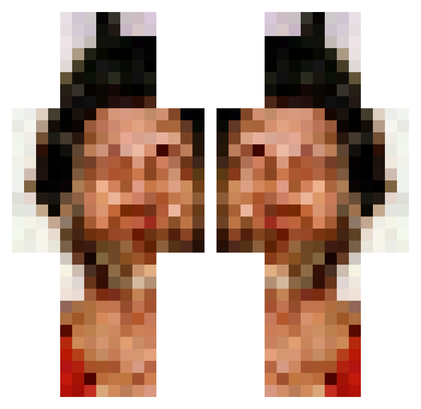 Waffle0s Minecraft skin, front and back view