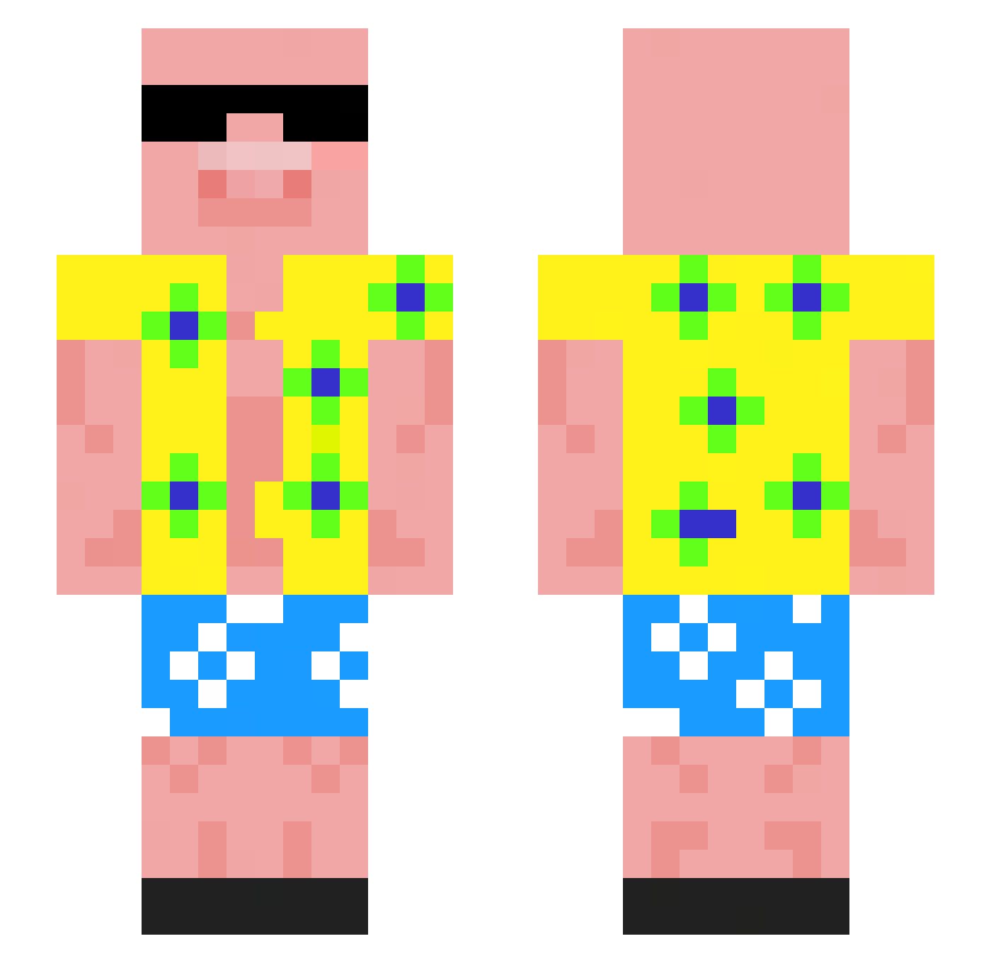 Rookje Minecraft skin, front and back view