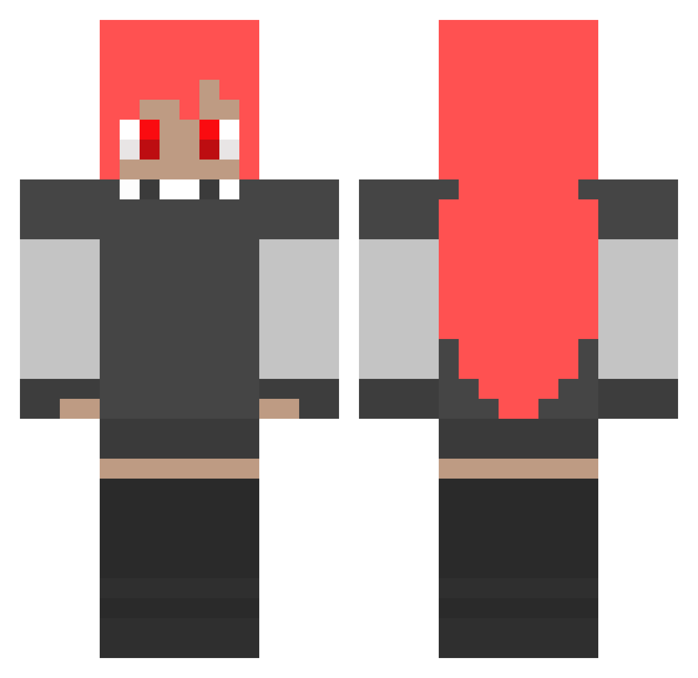 DustTheAlastorFa Minecraft skin, front and back view