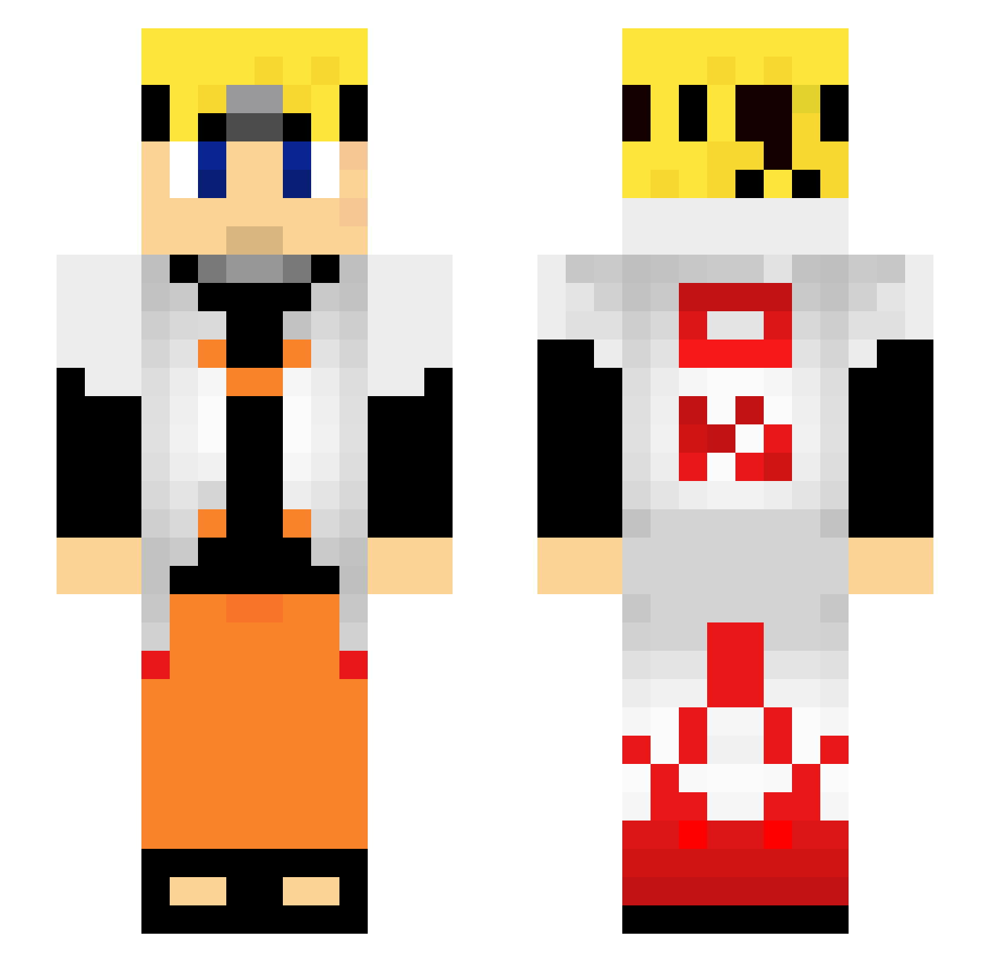 MrAddi Minecraft skin, front and back view