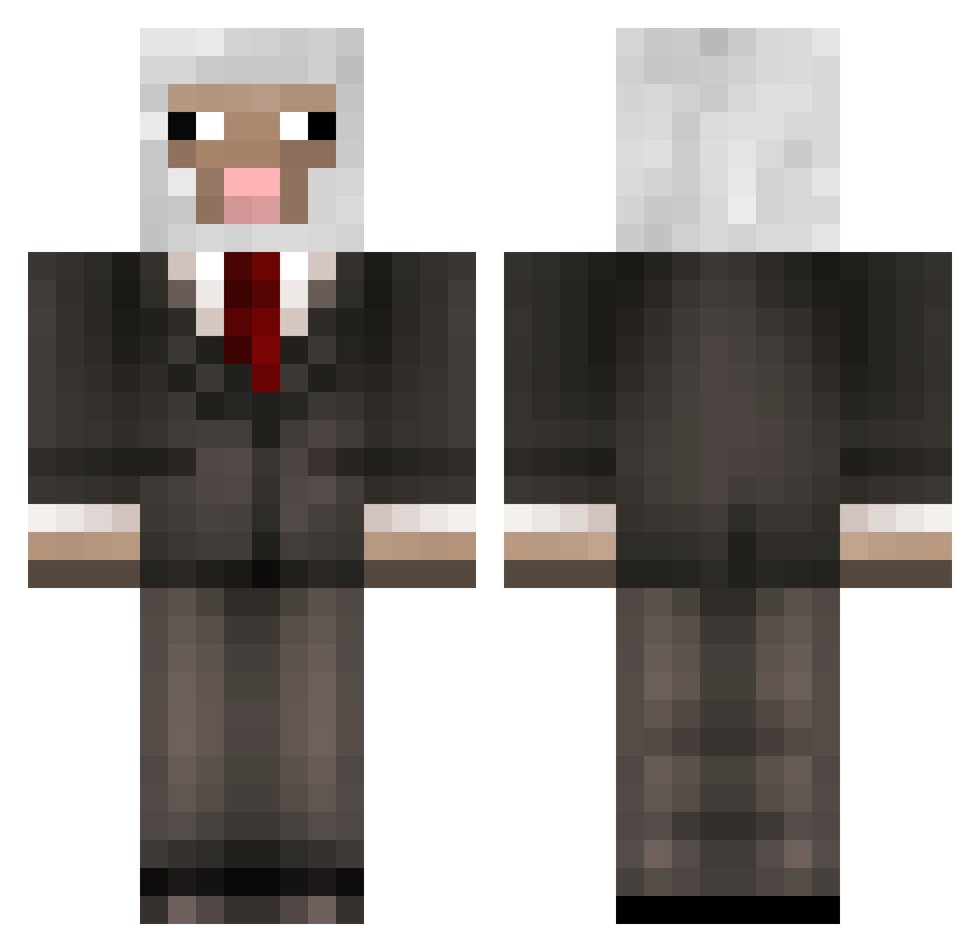 DrMozzyStick Minecraft skin, front and back view