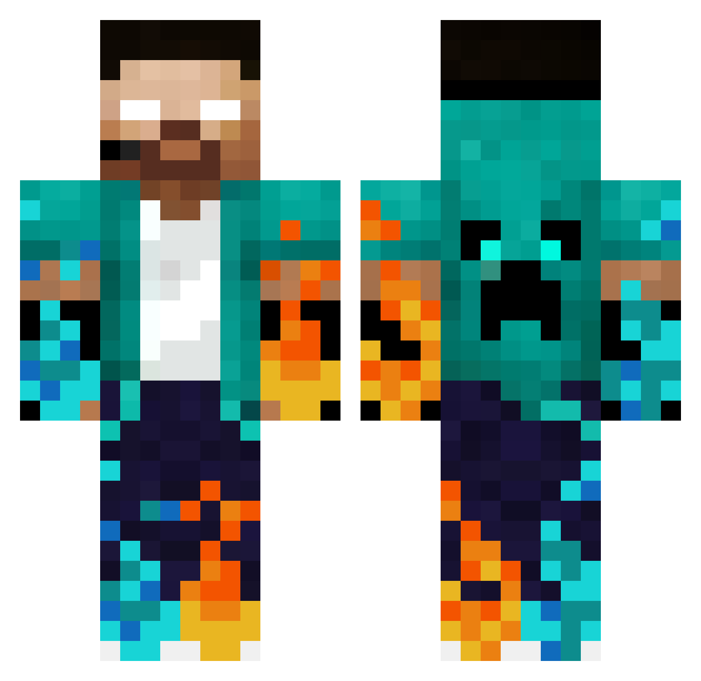 Aquarius_17 Minecraft skin, front and back view