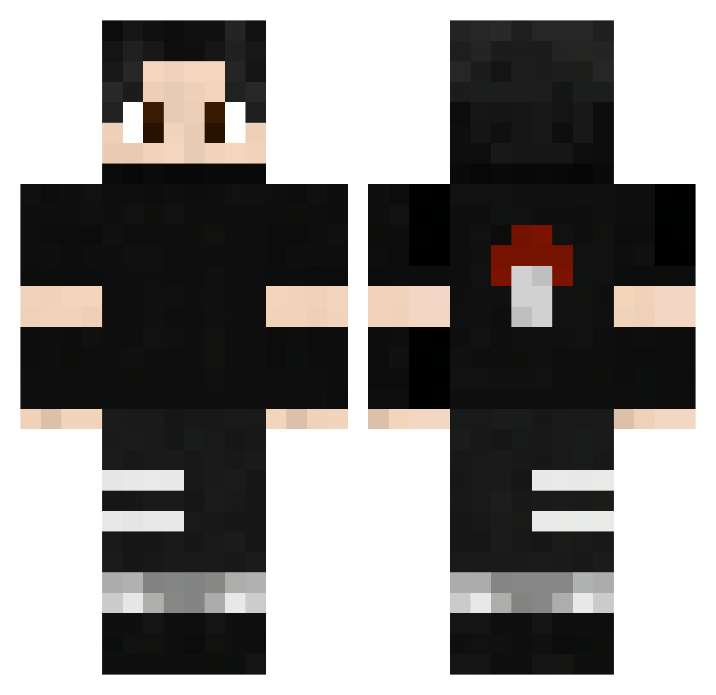 SenseiTrax Minecraft skin, front and back view