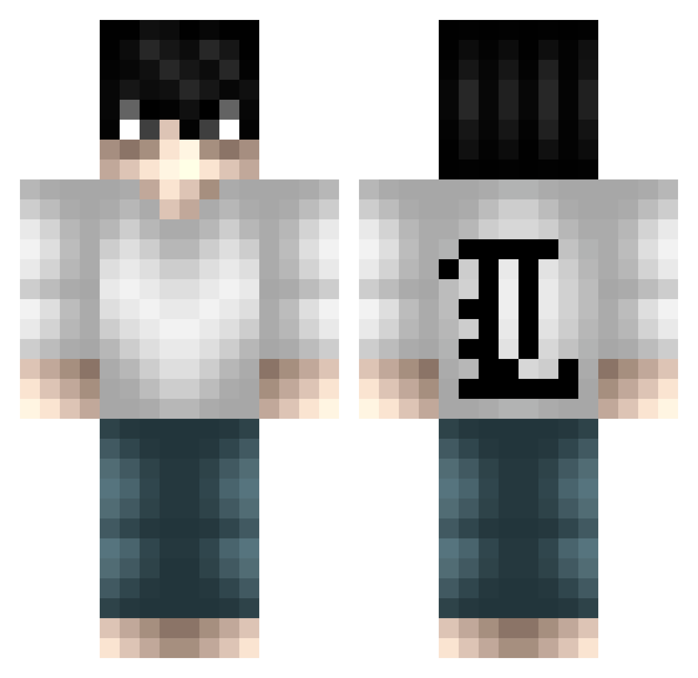 TiDyee Minecraft skin, front and back view