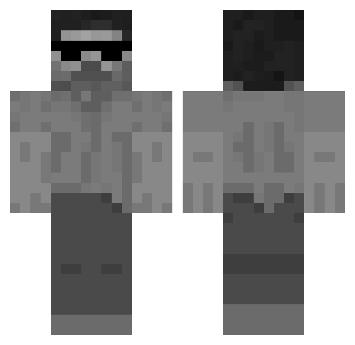 R1kisa Minecraft skin, front and back view
