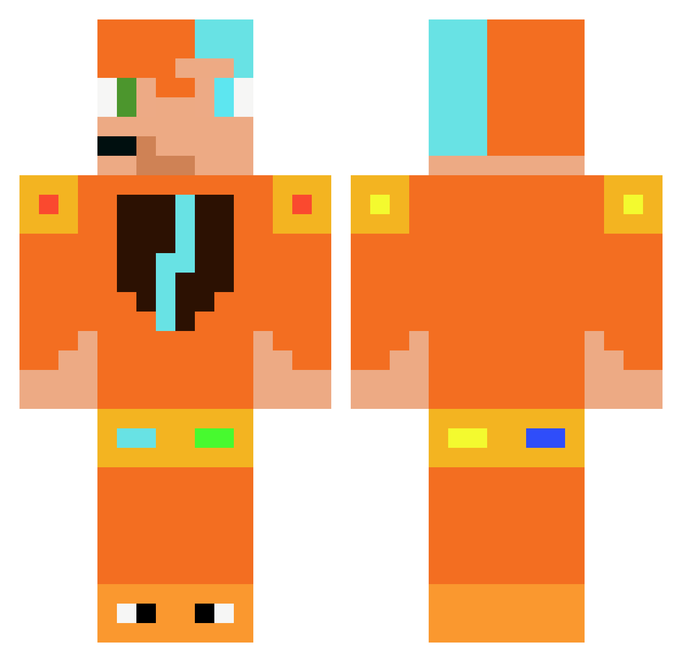 RobinGoldeneye Minecraft skin, front and back view