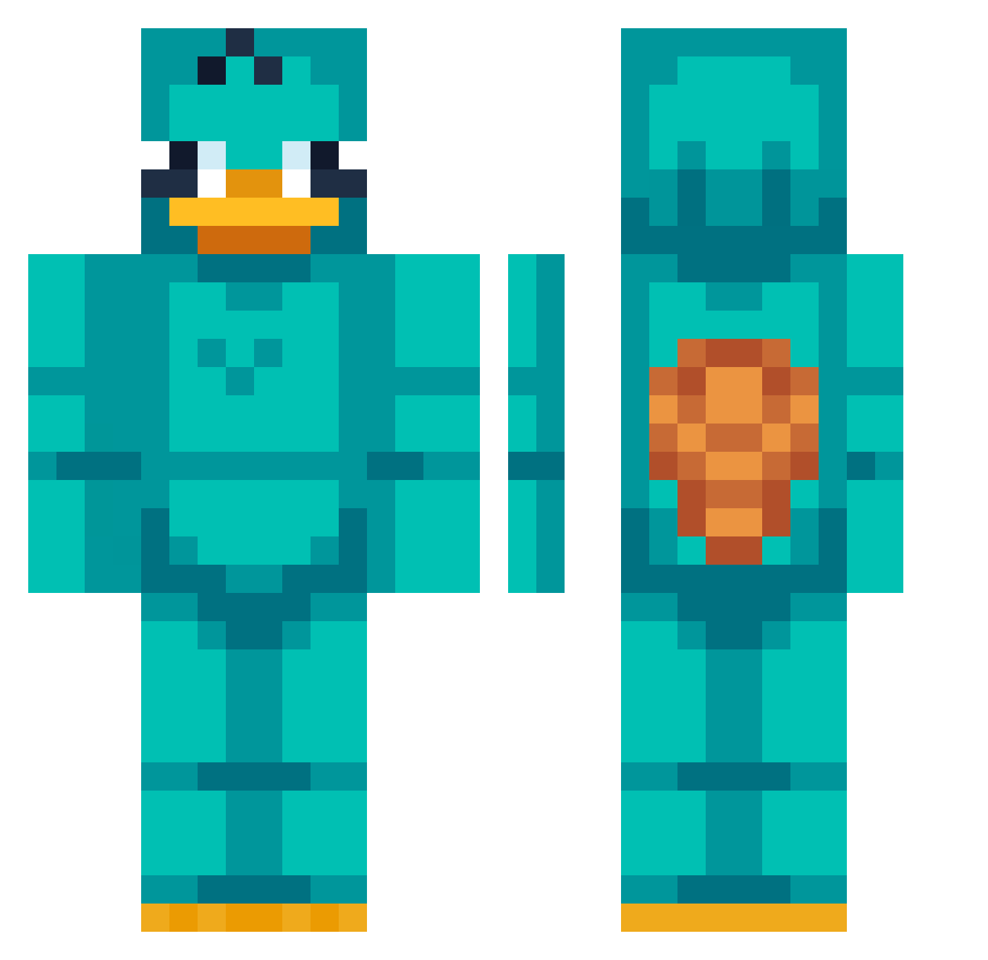 FuriousHugoo Minecraft skin, front and back view