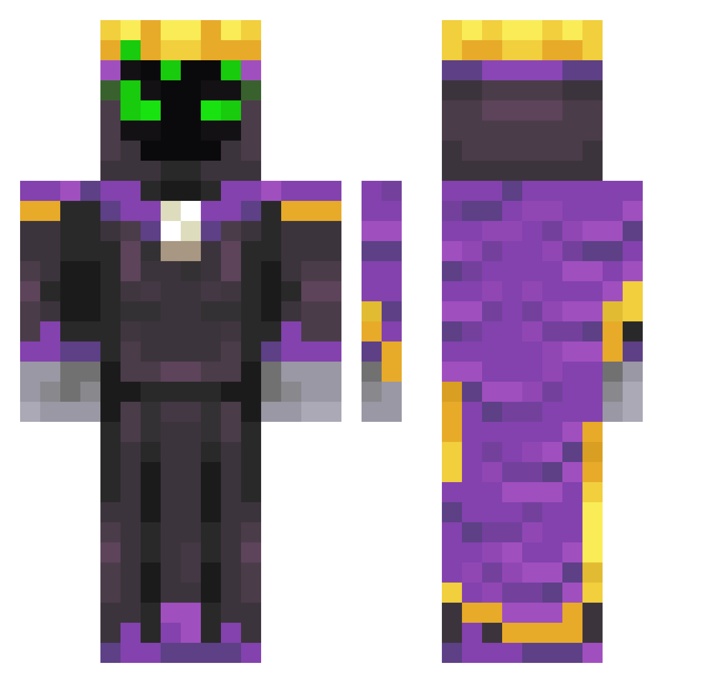 PiliPali Minecraft skin, front and back view