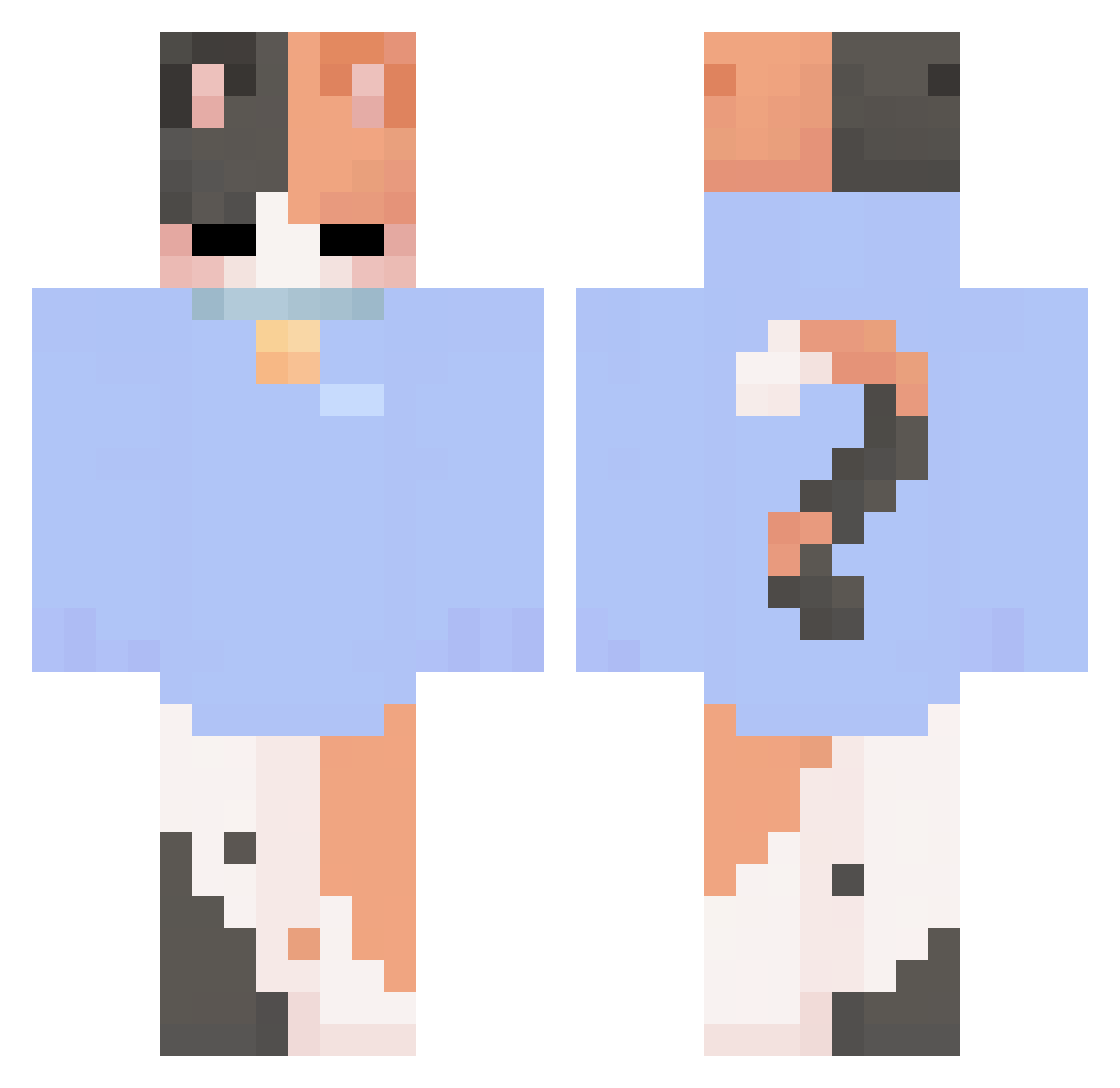 Sushioko Minecraft skin, front and back view