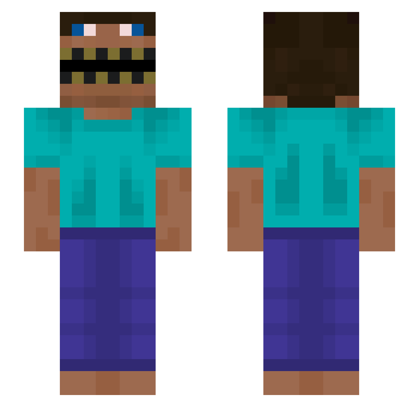vfen Minecraft skin, front and back view