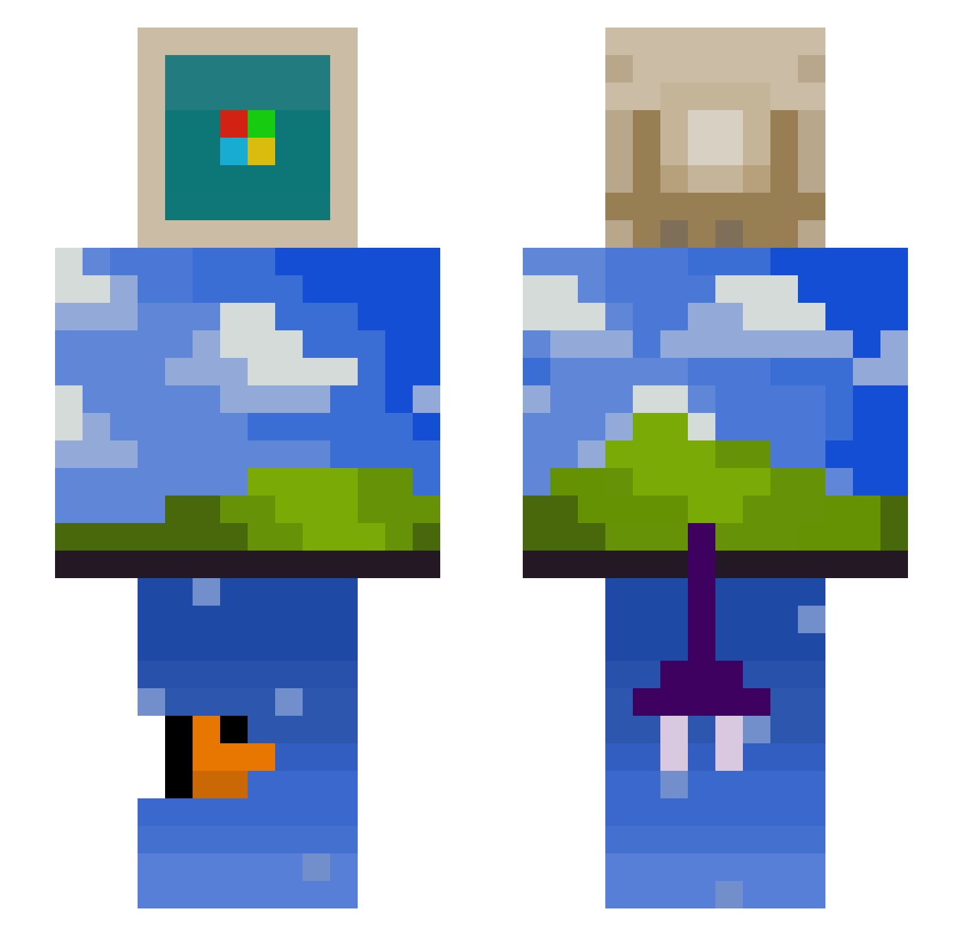CoolProBossMan Minecraft skin, front and back view