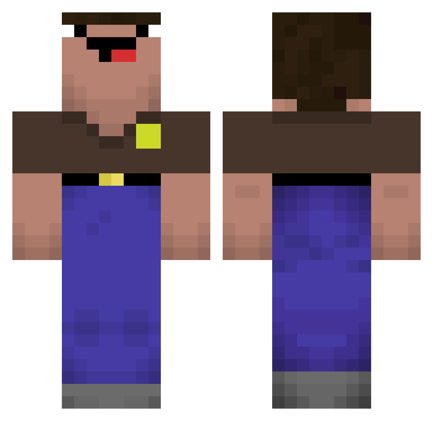 SlenderWorldYT Minecraft skin, front and back view
