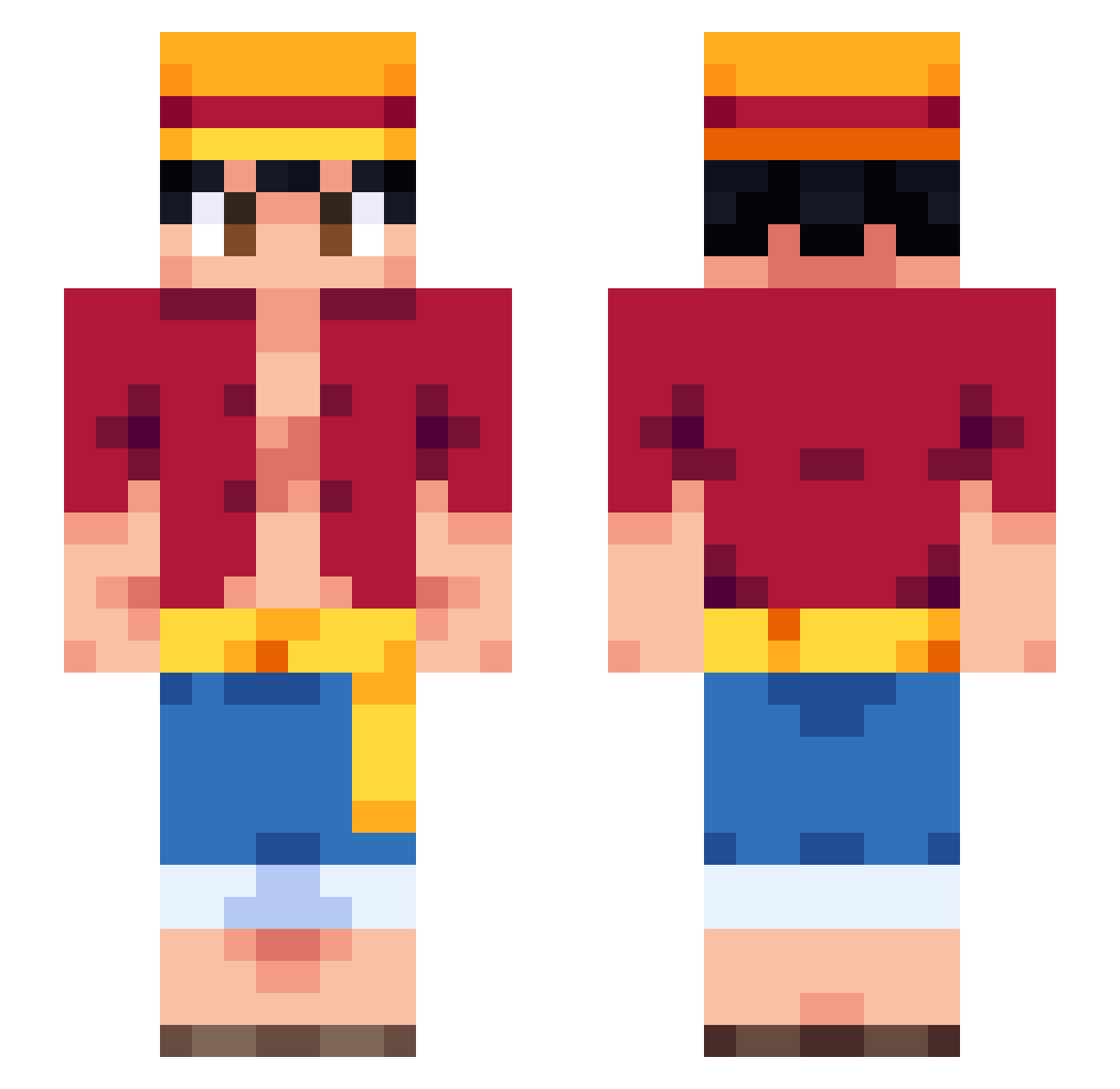 PRAKZER Minecraft skin, front and back view