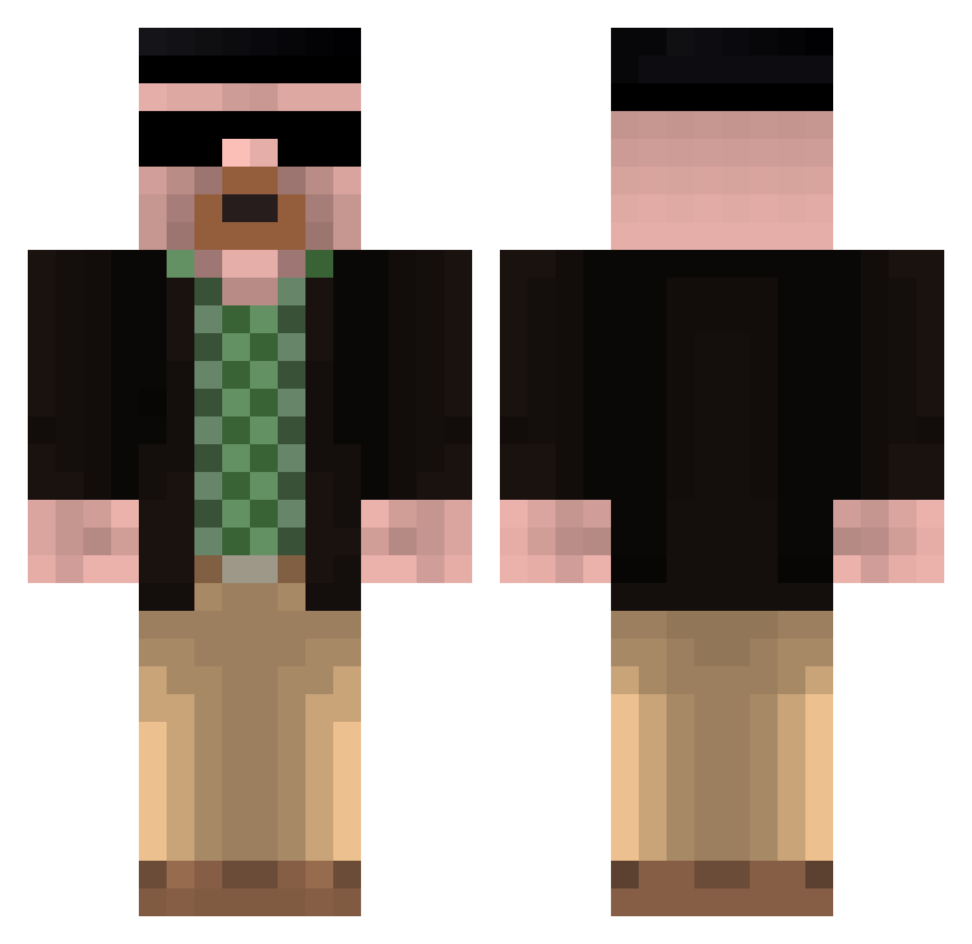 NotThinking Minecraft skin, front and back view