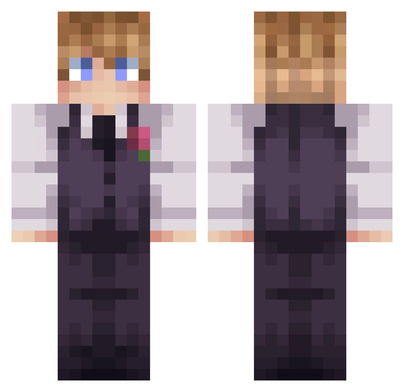 HappyAxo Minecraft skin, front and back view