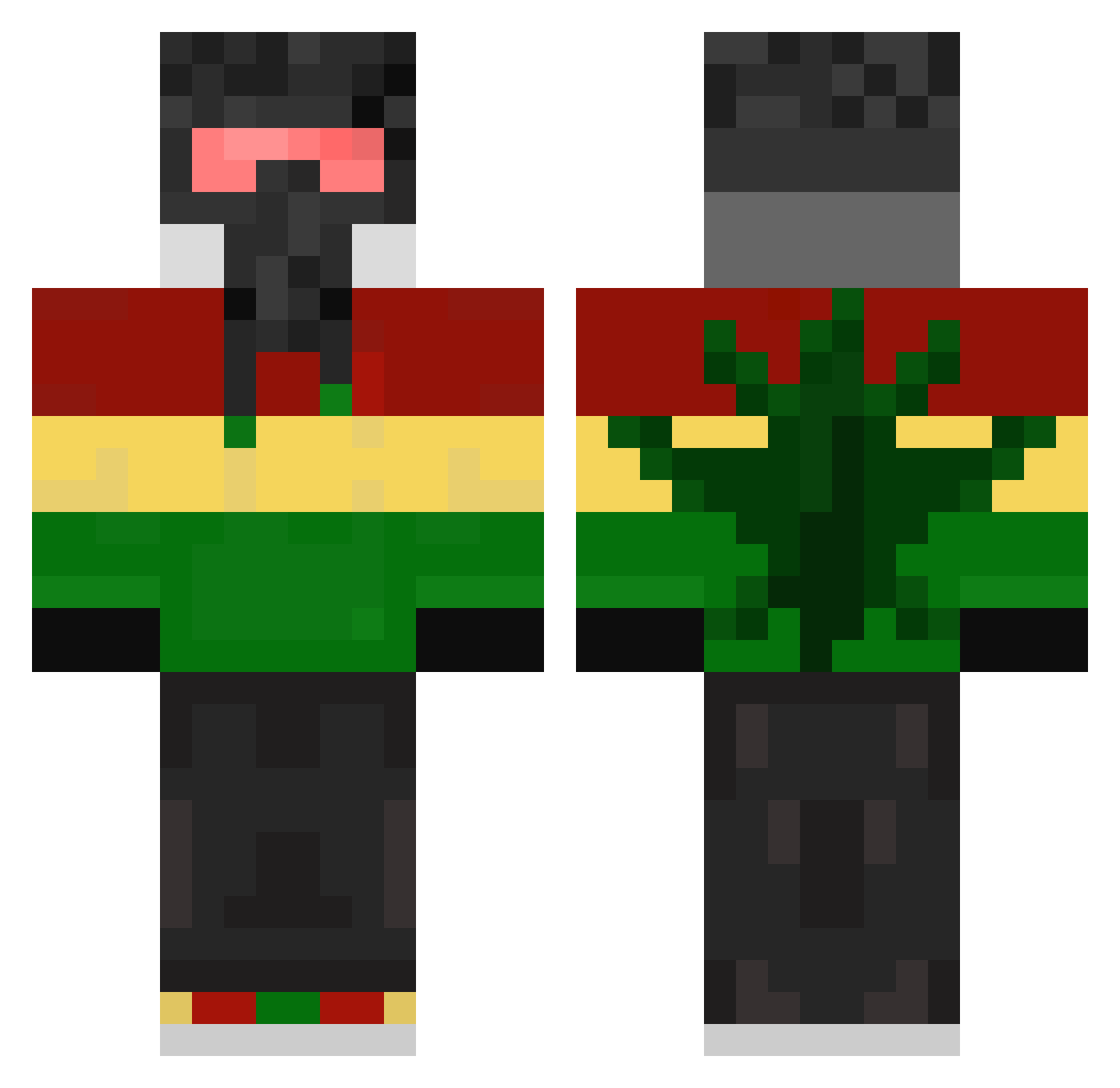 snoekers Minecraft skin, front and back view