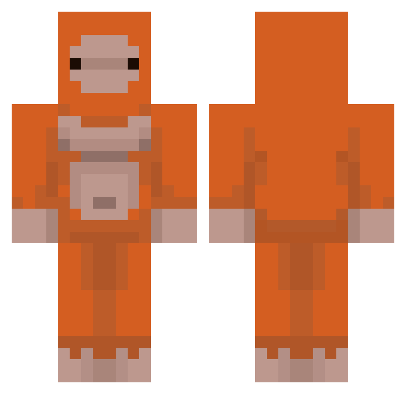 Vlaterklap Minecraft skin, front and back view